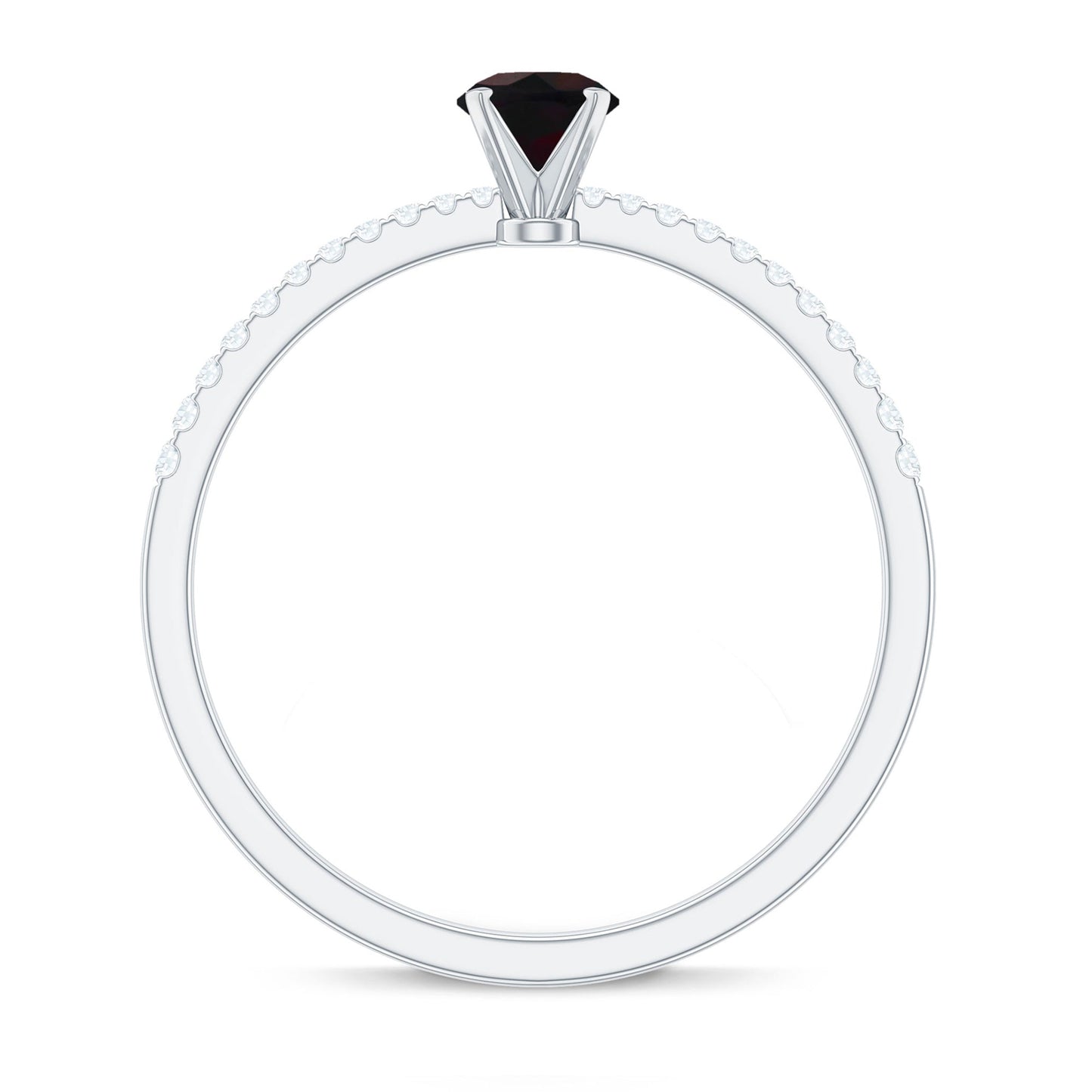 0.4 Carat Round Black Opal Solitaire Engagement Ring with Diamond