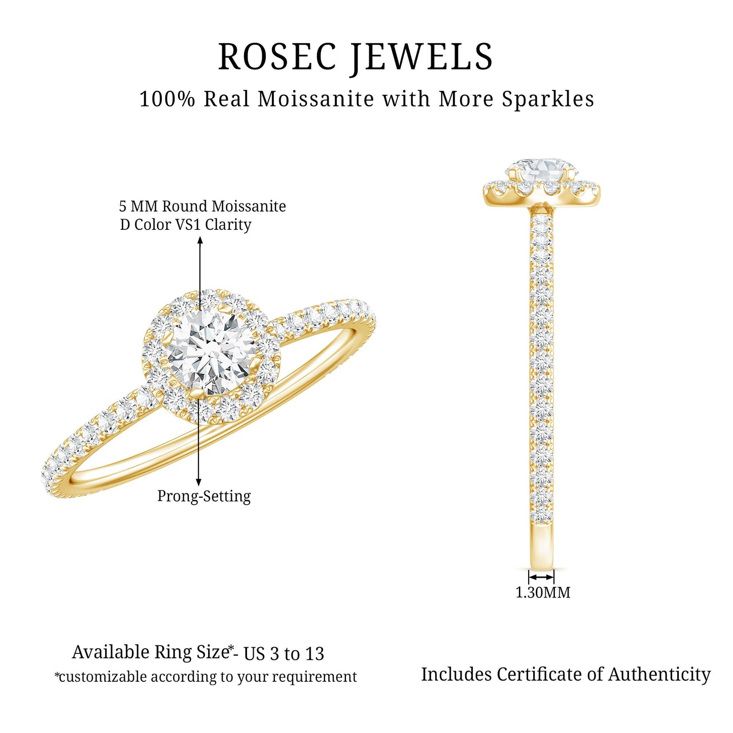 Certified Moissanite Promise Ring For Engagement