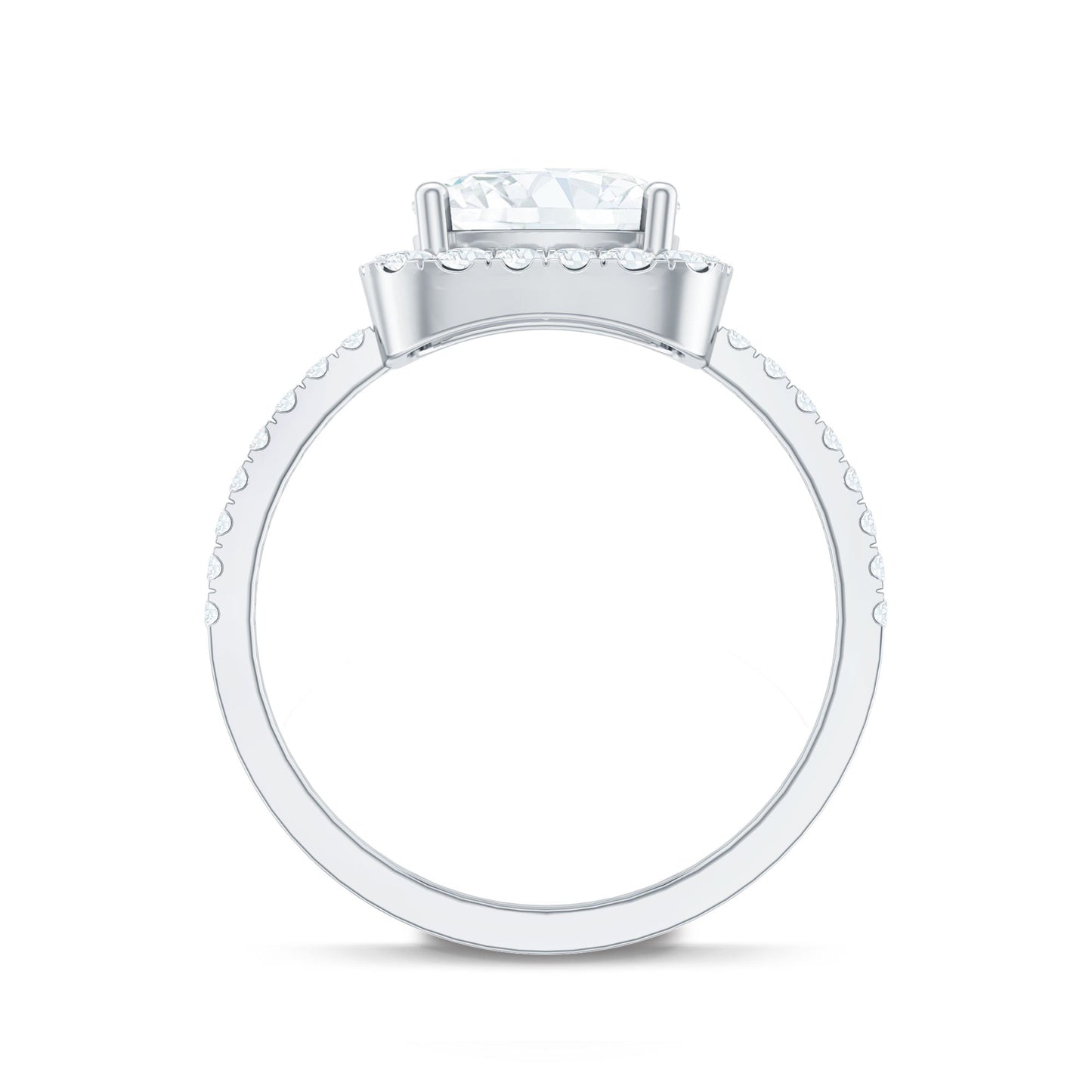 3 Carat Cushion Cut Moissanite Halo Engagement Ring for Women