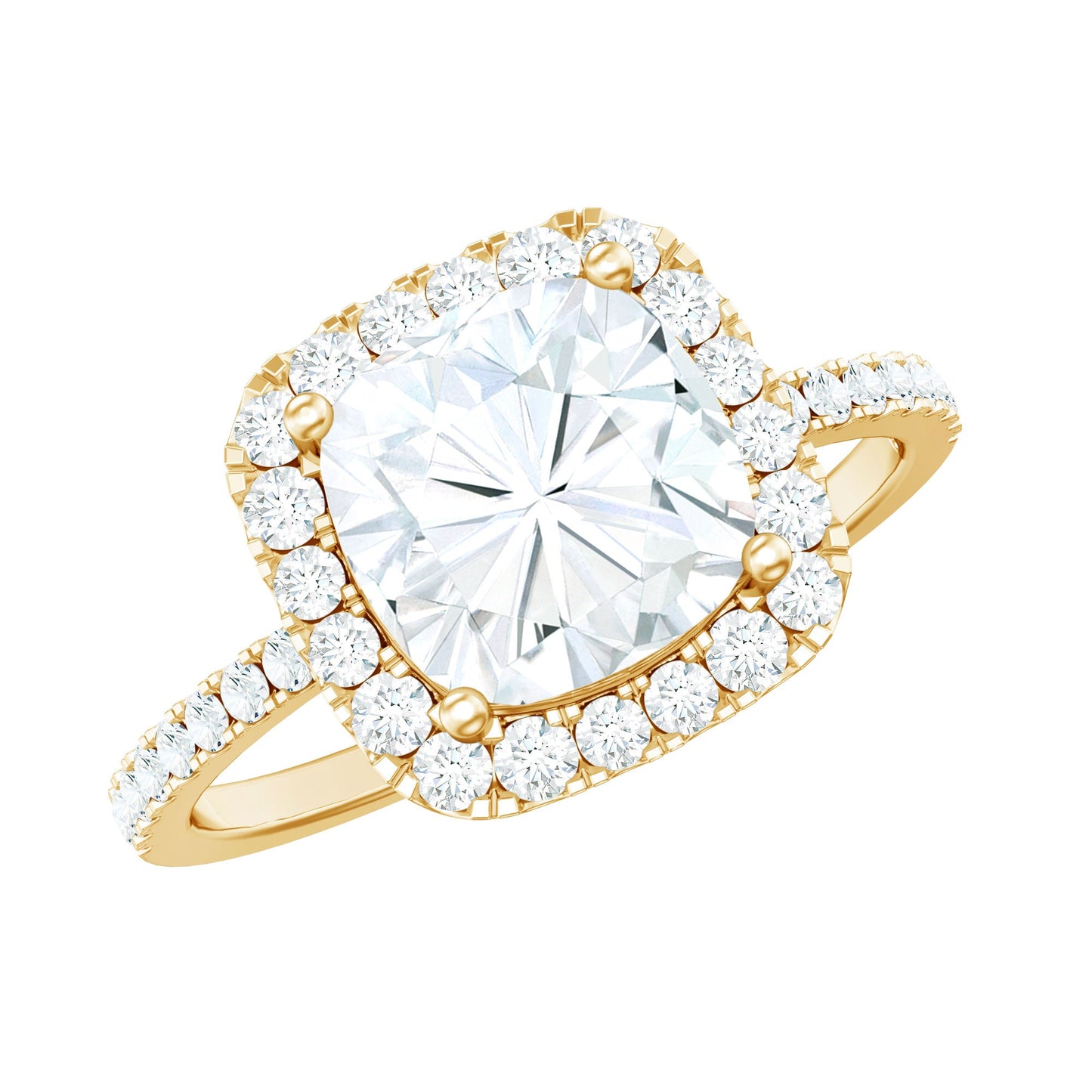 3 Carat Cushion Cut Moissanite Halo Engagement Ring for Women