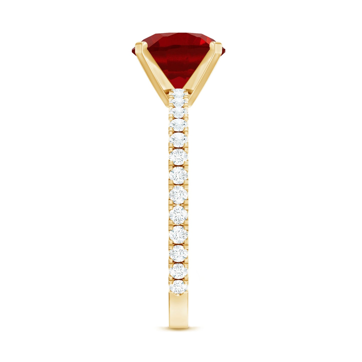 Peg Head Set Lab Grown Ruby Solitaire Engagement Ring