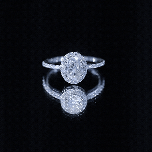 1.2 Carat Certified Moissanite Oval Halo Engagement Ring For Her