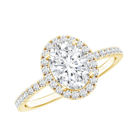 1.2 Carat Certified Moissanite Oval Halo Engagement Ring For Her