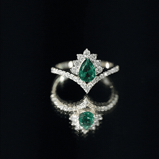 Lab Grown Emerald and Diamond Designer Engagement Ring