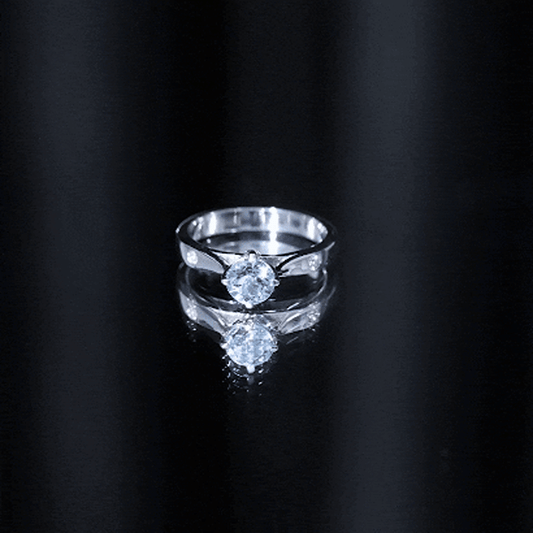 6 MM Certified Aquamarine Solitaire Promise Ring with Diamond