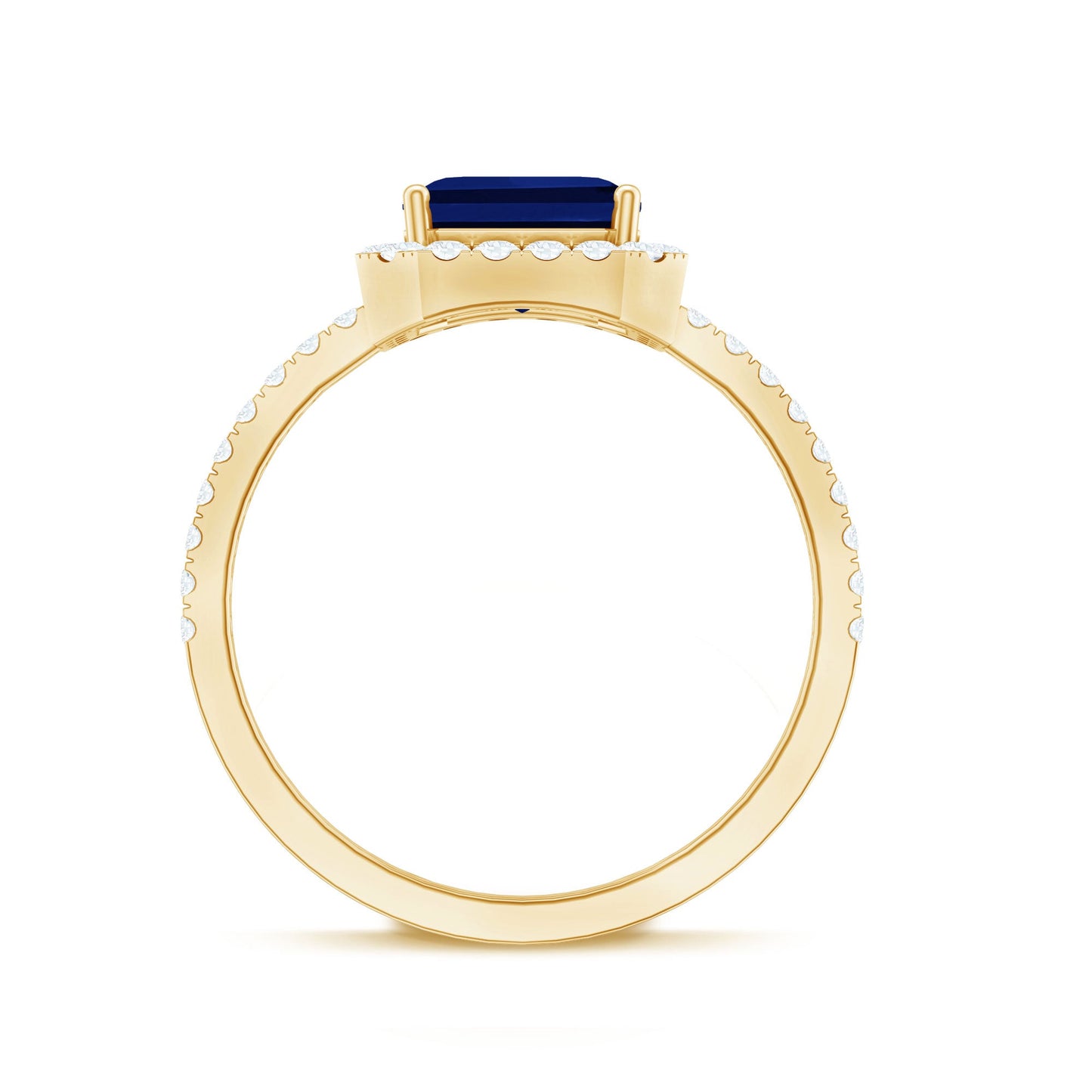 Certified 4.8 Carat Lab Grown Blue Sapphire Asscher Cut Engagement Ring with Diamond Halo