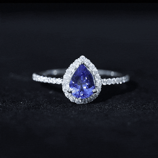 1.35 Carat Tanzanite Classic Engagement Ring with Diamond Halo