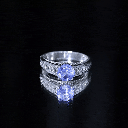 1.6 Carat Lab Created Tanzanite Engagement Ring with Celtic Design