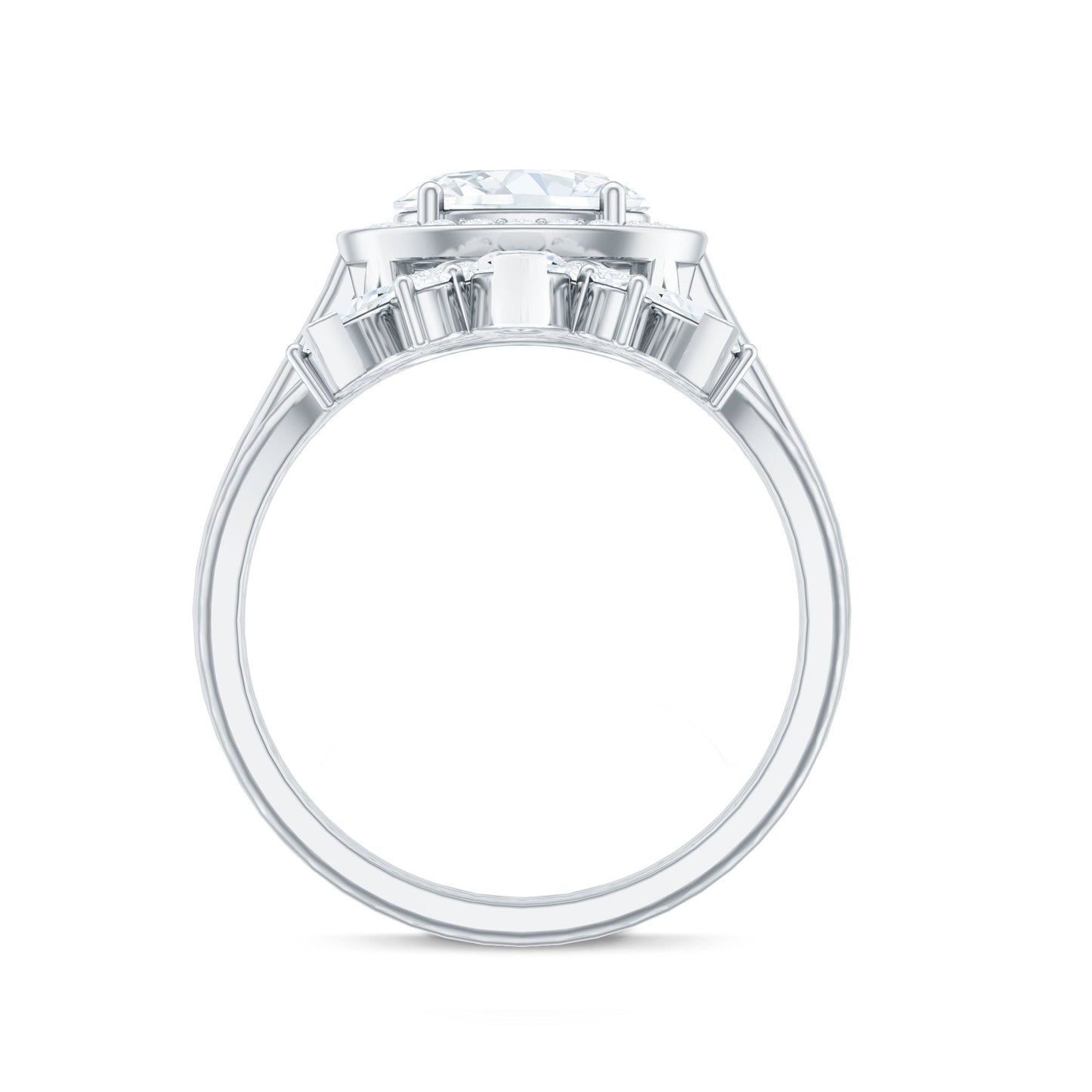 Designer Moissanite Oval Halo Wedding Ring Set with Certificate