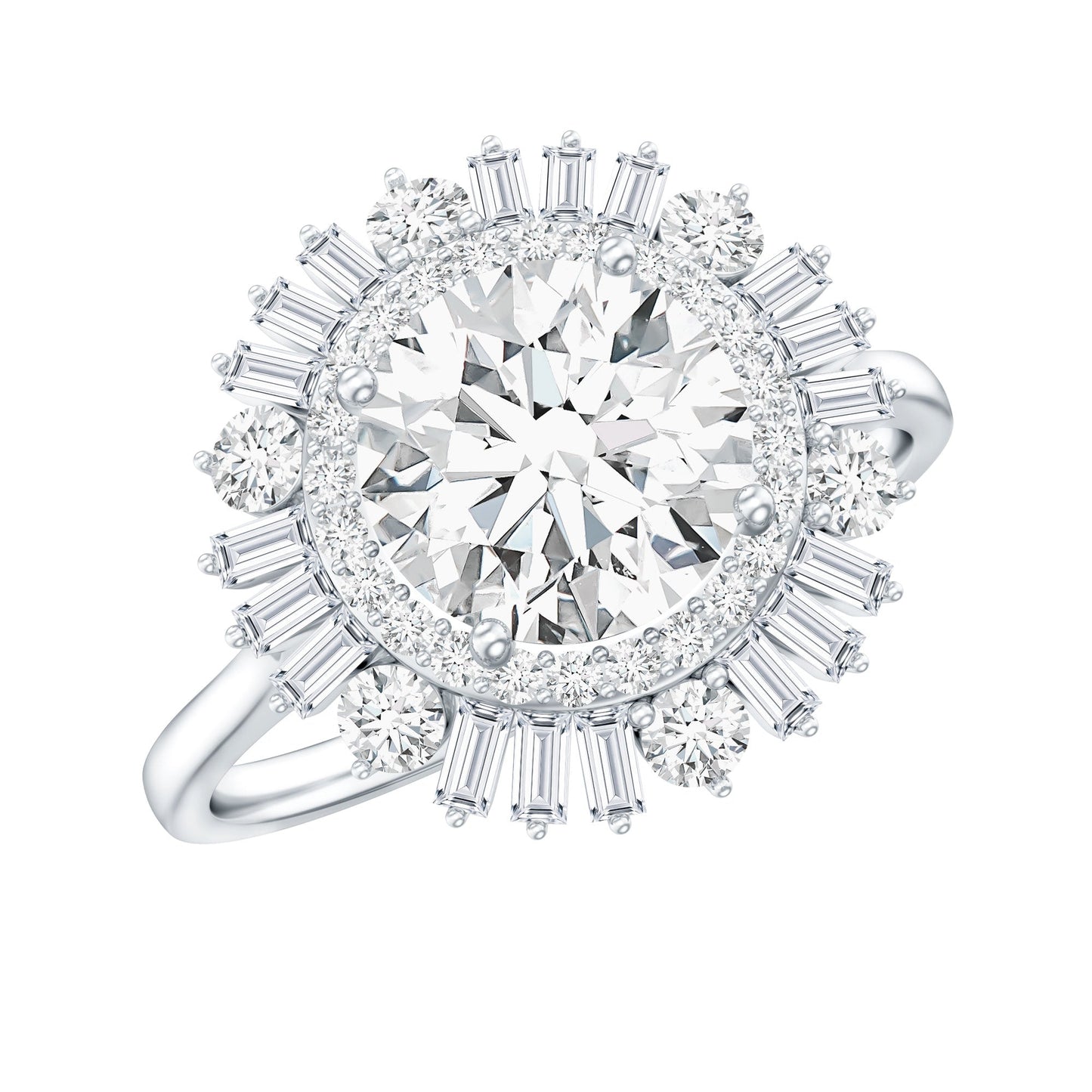 Certified Moissanite Double Halo Engagement Ring for Women