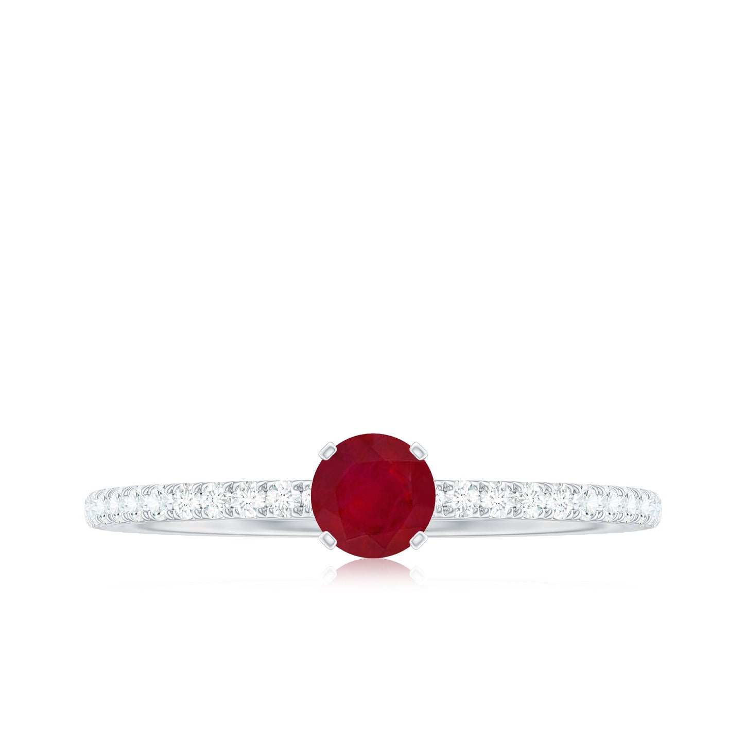 Natural Ruby Promise Ring with Diamond for Women