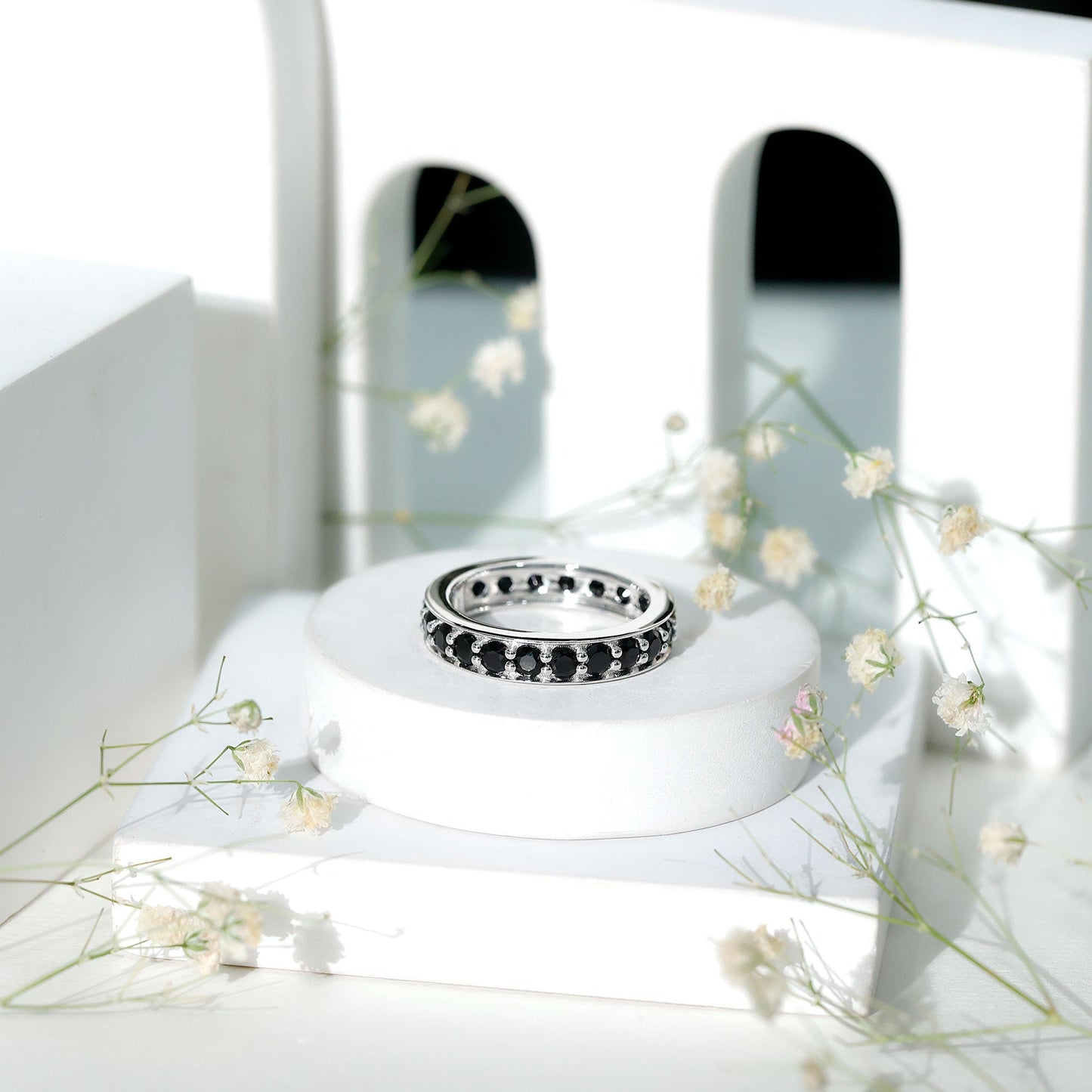 Black Spinel Eternity Band Ring