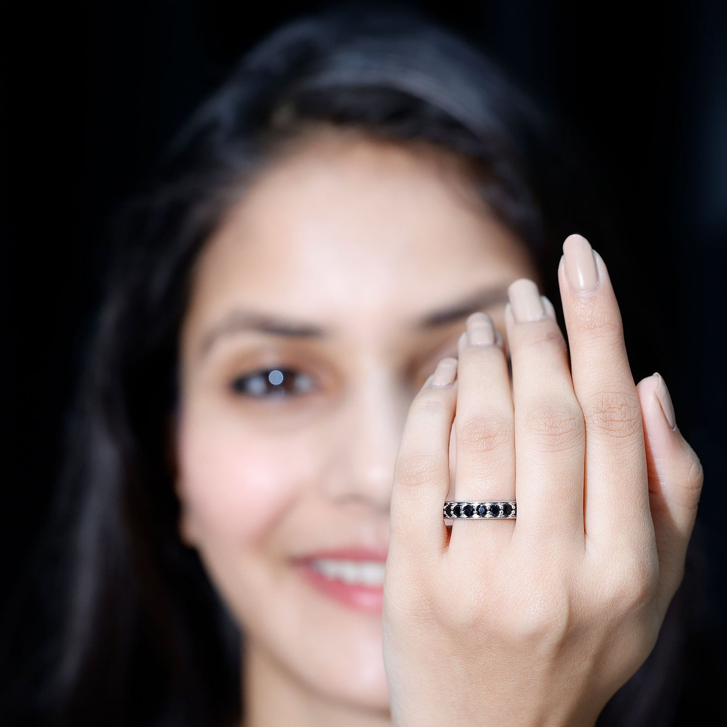 Black Spinel Eternity Band Ring