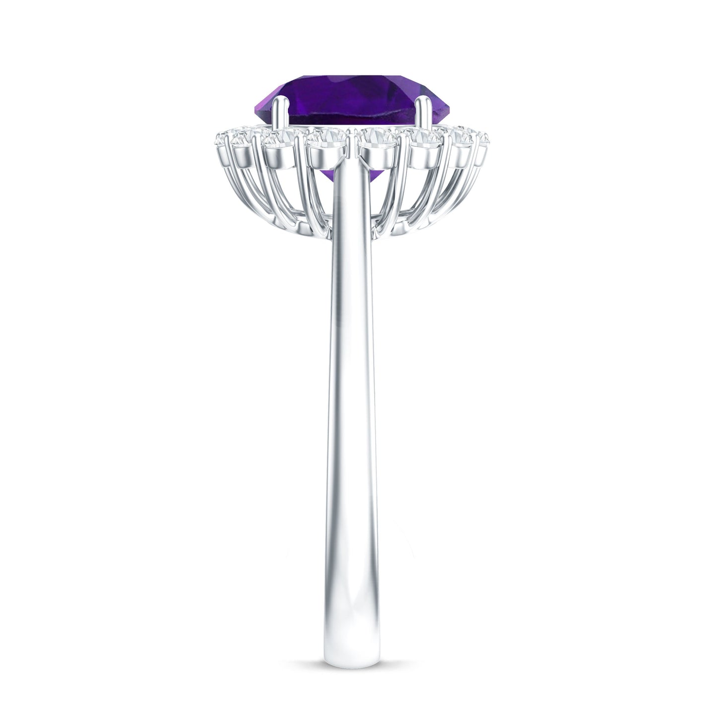 Certified Natural 2 Carat Amethyst Engagement Ring with Moissanite Halo