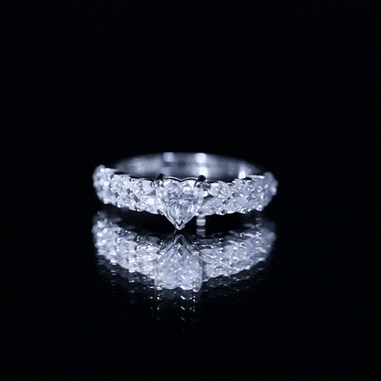 Heart Shape Moissanite Engagement Ring with Side Stones