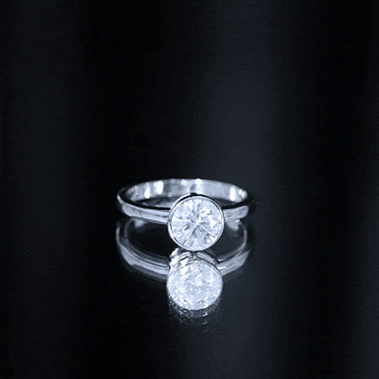 1.3 CT Moissanite Bezel Set Engagement Ring For Women