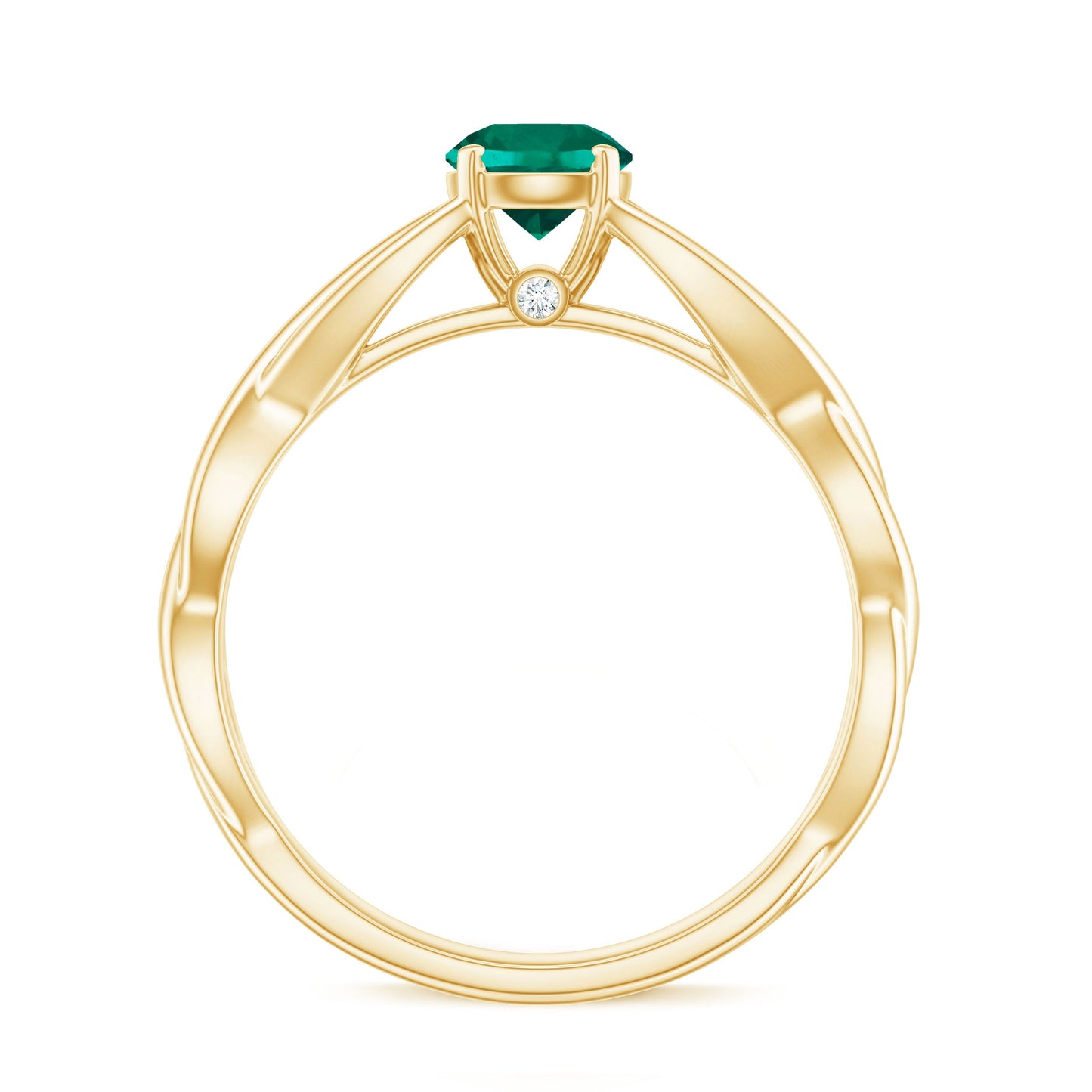Certified Lab Grown Emerald Crossover Ring with Diamond