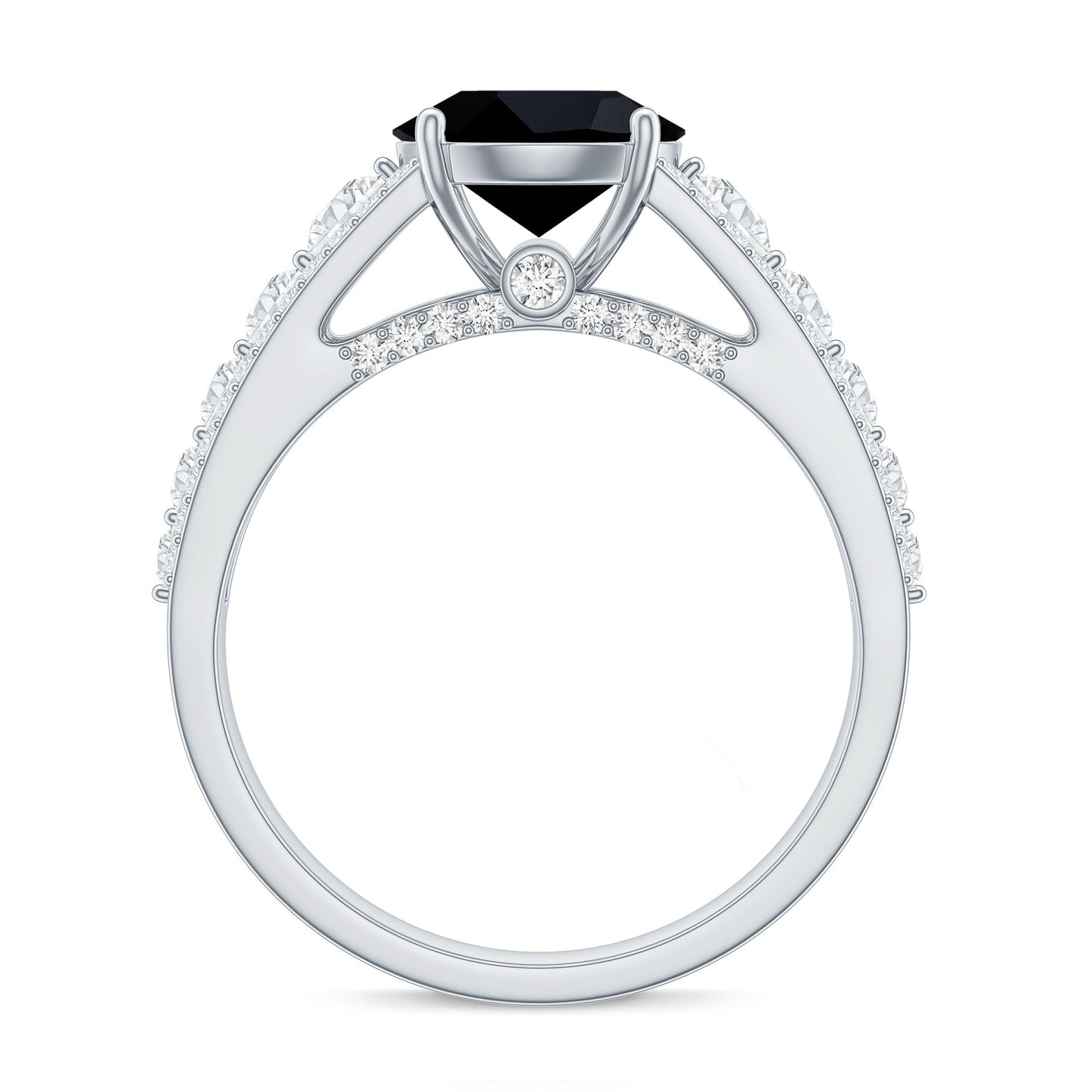Lab-Created Black Diamond Statement Engagement Ring with Moissanite