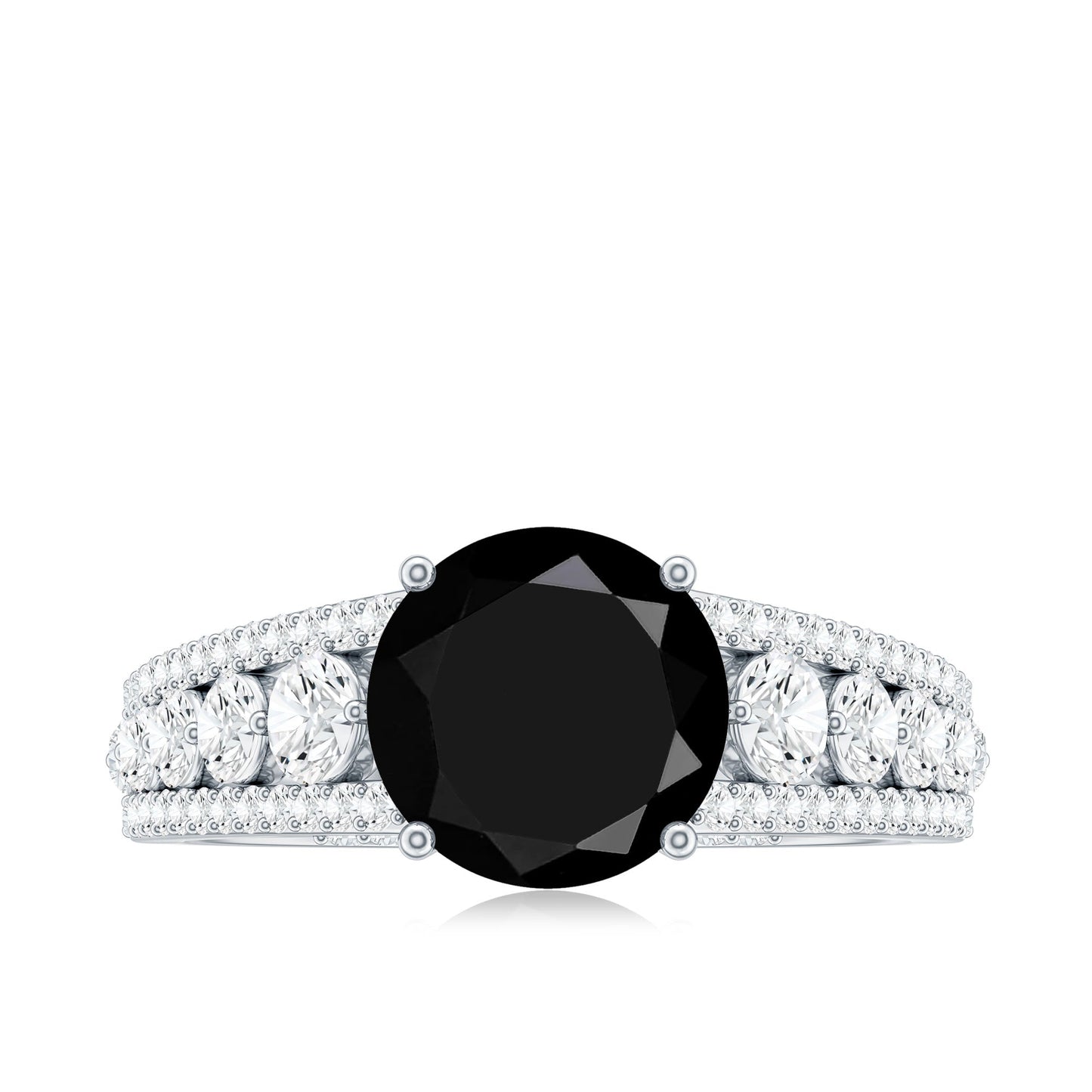 Lab-Created Black Diamond Statement Engagement Ring with Moissanite