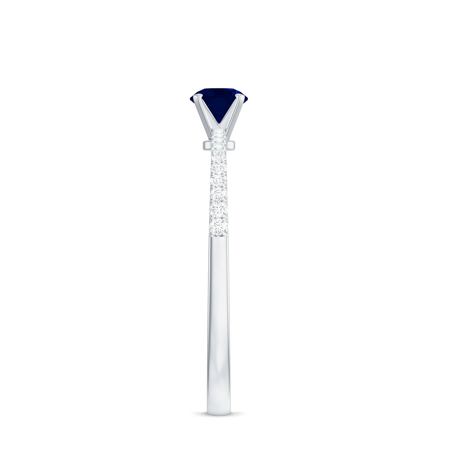 Real 0.9 Carat Blue Sapphire Promise Ring with Diamonds