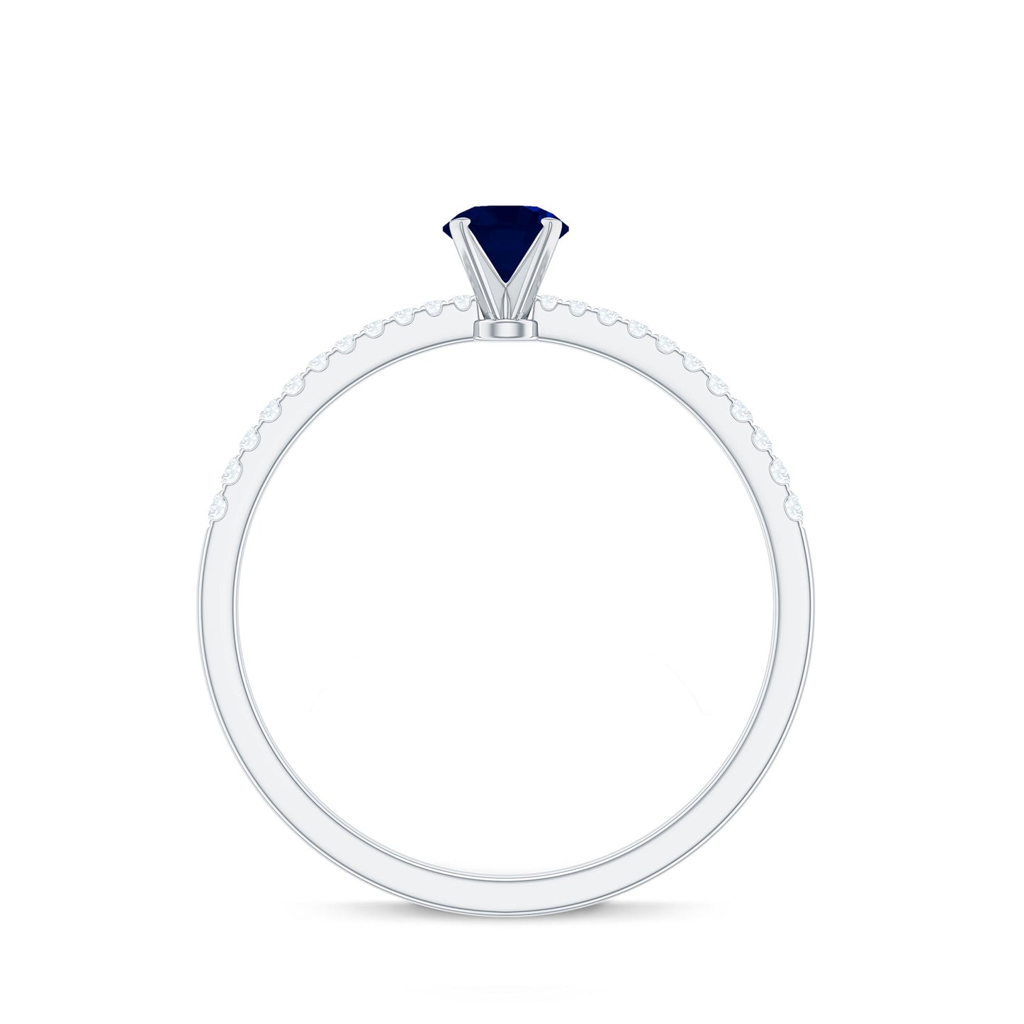 Real 0.9 Carat Blue Sapphire Promise Ring with Diamonds