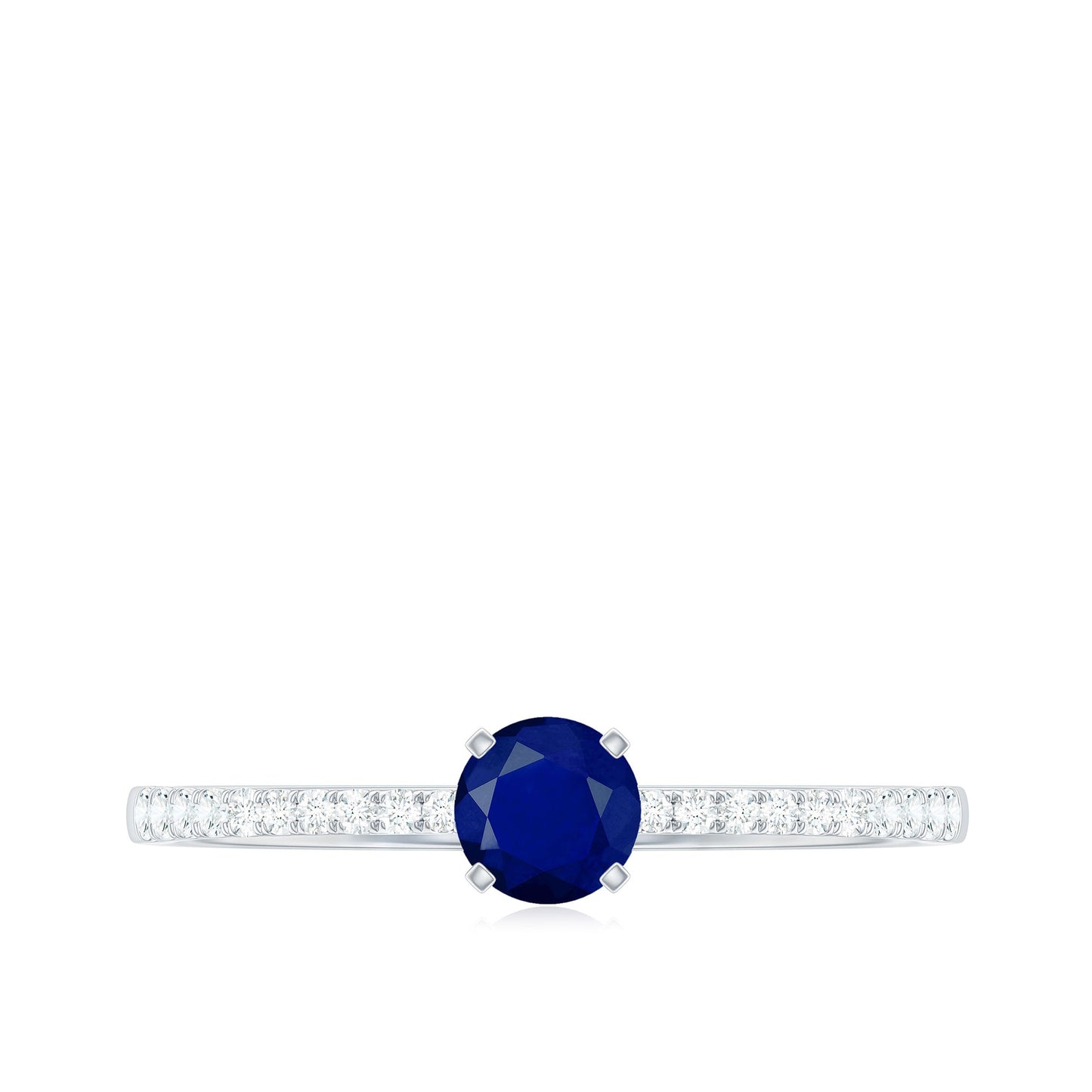 Real 0.9 Carat Blue Sapphire Promise Ring with Diamonds
