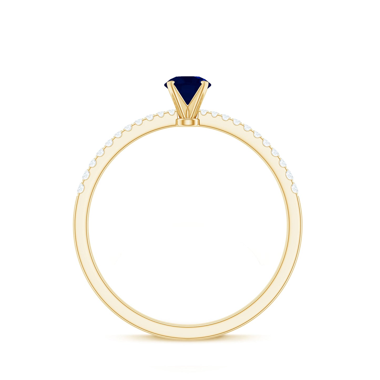 Real 0.9 Carat Blue Sapphire Promise Ring with Diamonds