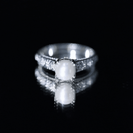 Nature Inspired 7.4 Carat Freshwater Pearl Diamond Engagement Ring