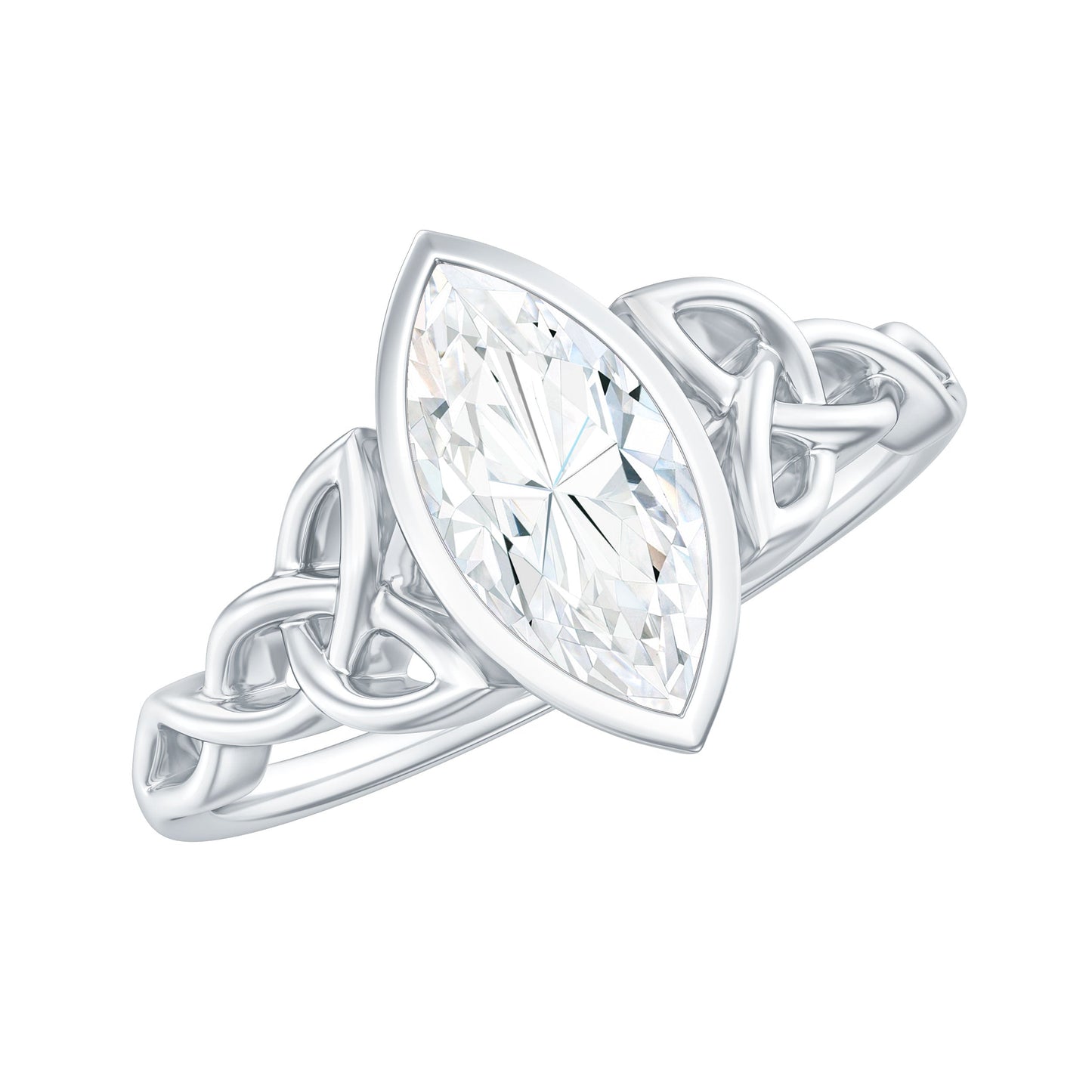 Moissanite 1 Carat Marquise Cut Engagement Ring in Bezel Setting