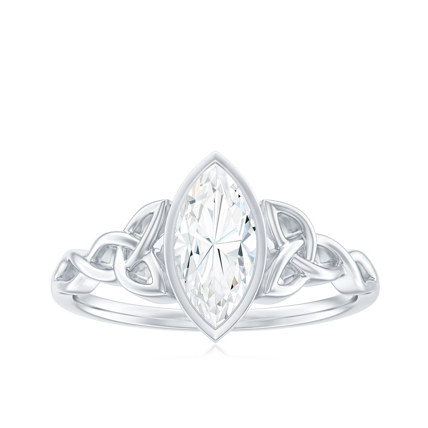 Moissanite 1 Carat Marquise Cut Engagement Ring in Bezel Setting