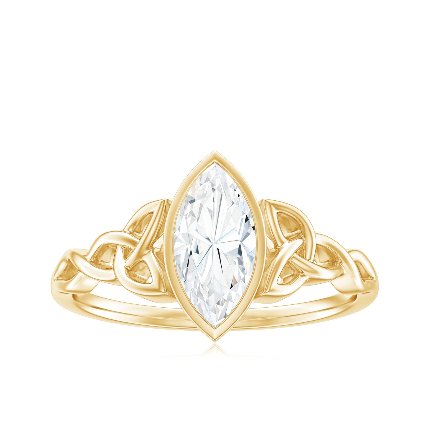 Moissanite 1 Carat Marquise Cut Engagement Ring in Bezel Setting