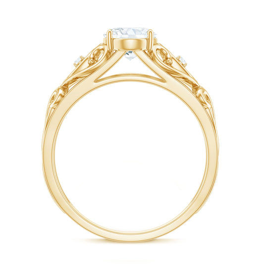 1.2 Carat Oval Cut Vintage Inspired Moissanite Filigree Engagement Ring