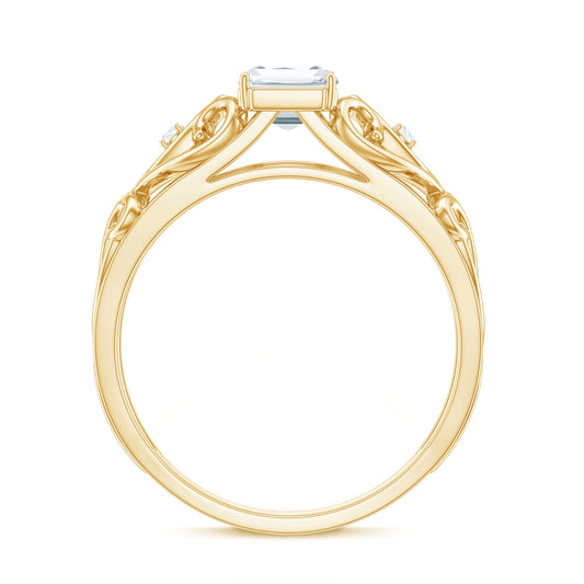 1.8 Carat Emerald Cut Moissanite Vintage Inspired Solitaire Ring