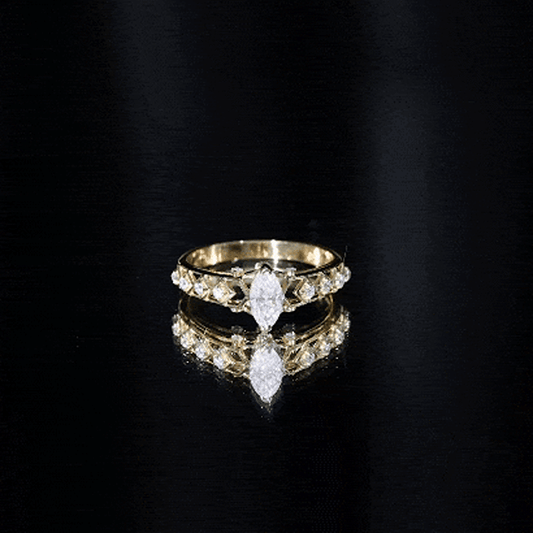 Art Deco Looking Moissanite Marquise Engagement Ring