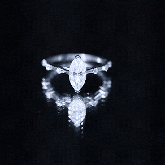 Large Marquise Cut Moissanite Solitaire Engagement Ring