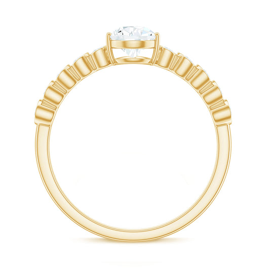 0.7 Carat Pear Cut Moissanite Teardrop Engagement Ring with Side Stones