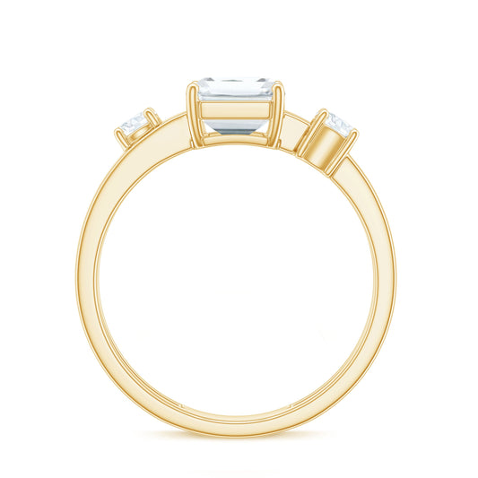 1.8 Carat Emerald Cut Moissanite Solitaire Double Band Engagement Ring