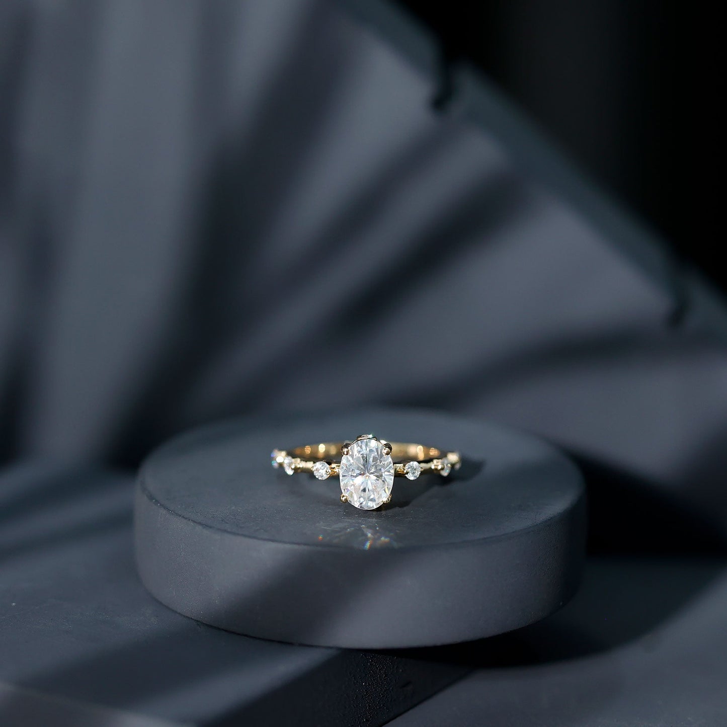 Certified 1 Carat Moissanite Oval Engagement Ring for Women