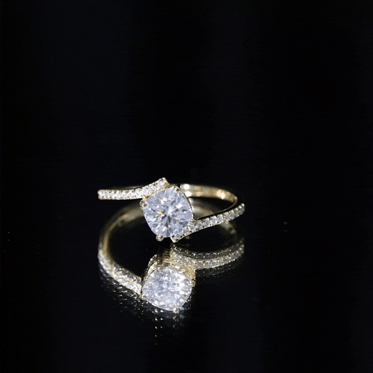 1.7 Carat Cushion Cut Solitaire Moissanite Bypass Engagement Ring
