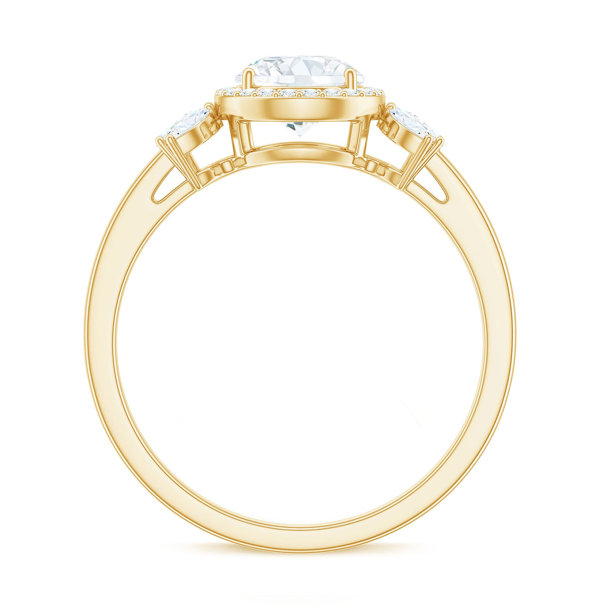 0.9 Carat Round Shape Moissanite Designer Halo Engagement Ring