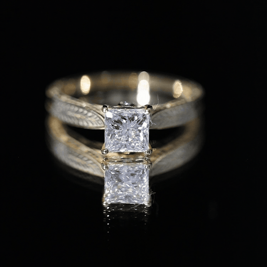 Princess Cut 1.2 Carat Moissanite Solitaire Engagement Ring