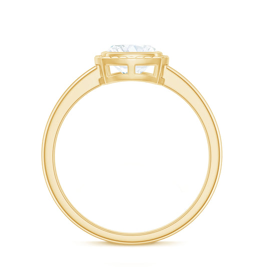 1.7 Carat Cushion Cut Moissanite Solitaire Ring in Bezel Setting