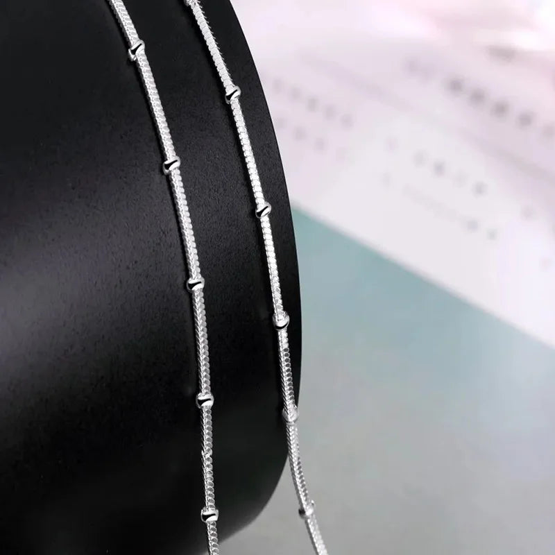 45-50cm 925 Sterling Silver Necklace Snake chain Beautiful Simple bead For Women wedding Fashion Jewelry Christmas Gifts