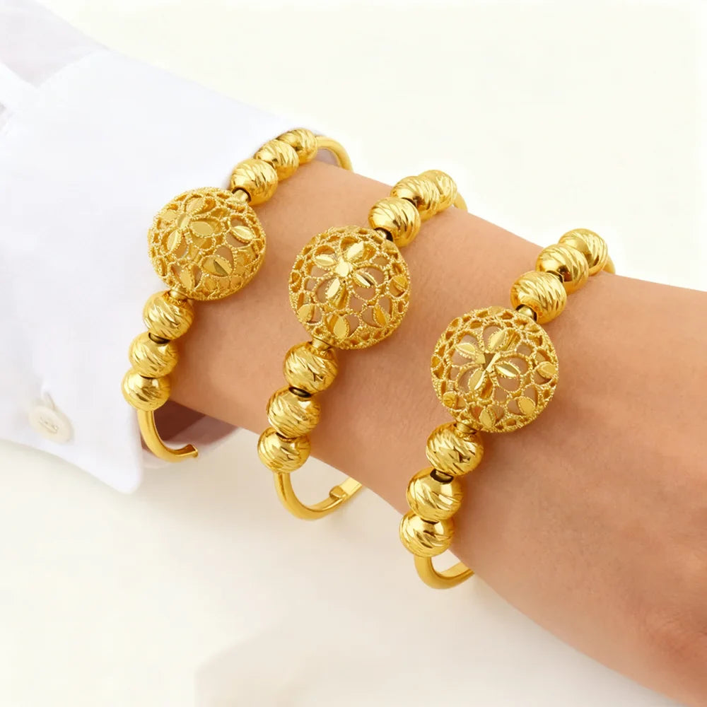 ethiopian hawaiian jewelry bangle 18k gold  plated bracelet for women flower bangle african free shipping Valentine's Day gift