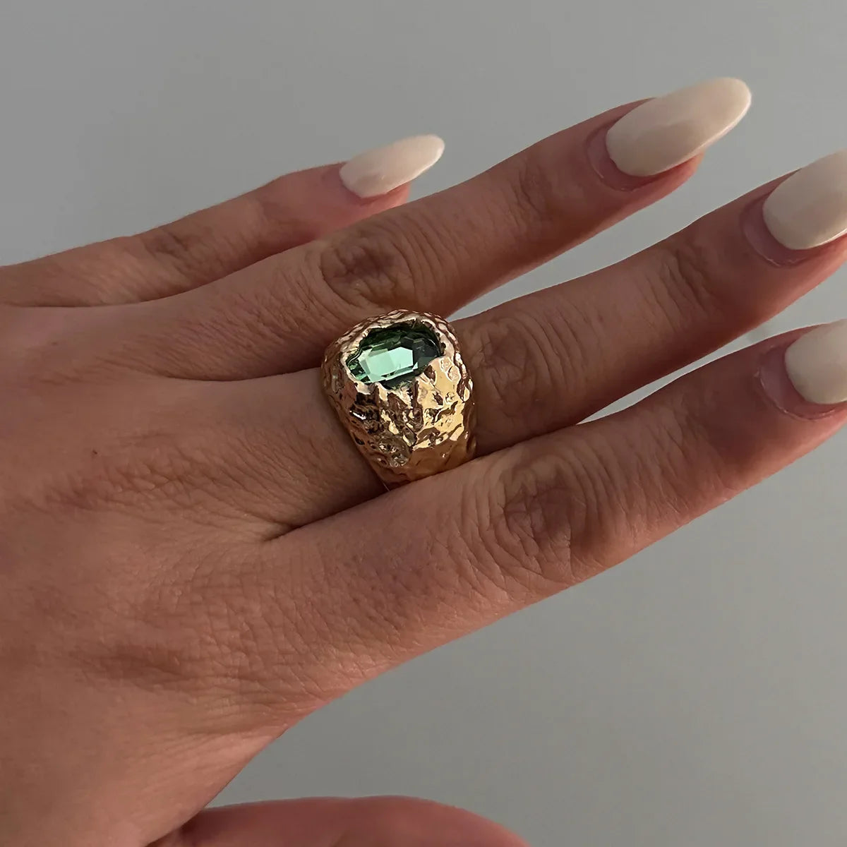 LATS Vintage Punk Inlaid Rhinestone Rings for Women Geometric Exaggerated Personalized Liquid Glossy Light Luxury  Jewelry