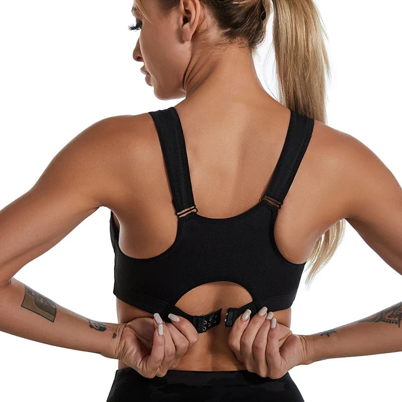 Sports Bra Women Front Zipper Push Up Gym Jogging Crop Tops Female Yoga Fitness Shockproof Vest Sujetadores Sport Bras for Women