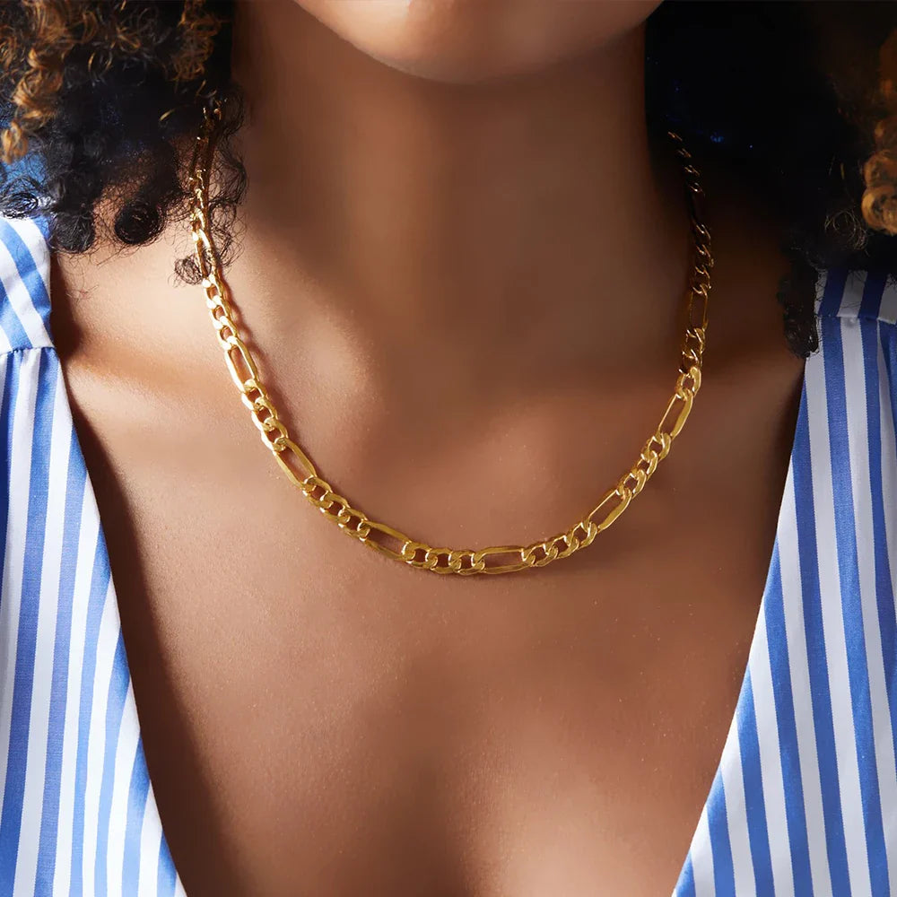 SUNIBI 316L Stainless Steel Chain Necklace for Women Gold Color Statement Choker Necklaces Do Not Fade Jewelry Wholesale