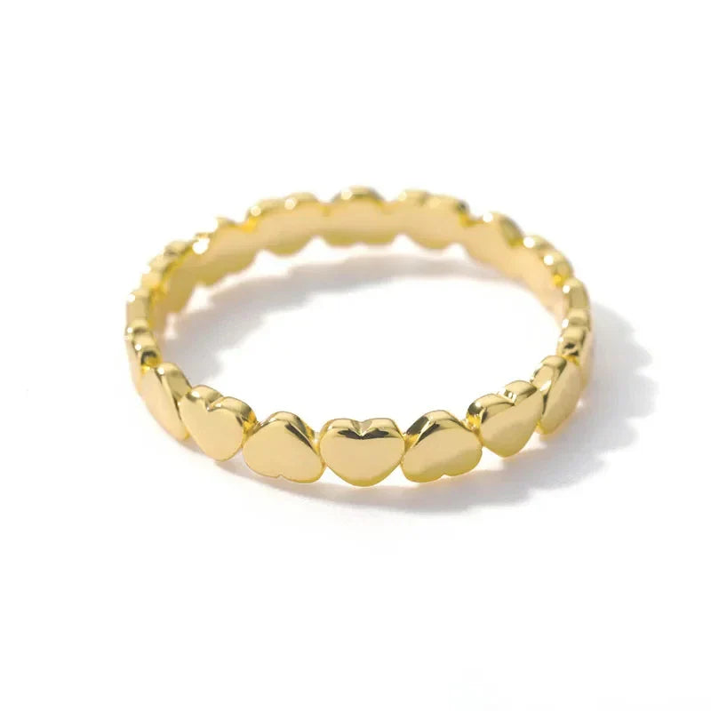 Stainless Steel Heart Rings For Women Gold Color Heart  Engagement Wedding Ring Luxury Wedding Aesthetic Fashion Jewelry Gift