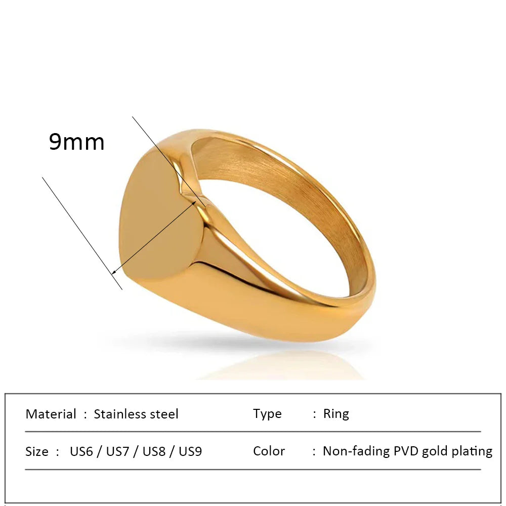 Couple Heart Ring 316 Stainless Steel Punk Style Geometric Jewelry Personalized Ring Gift for Women Valentine's Day