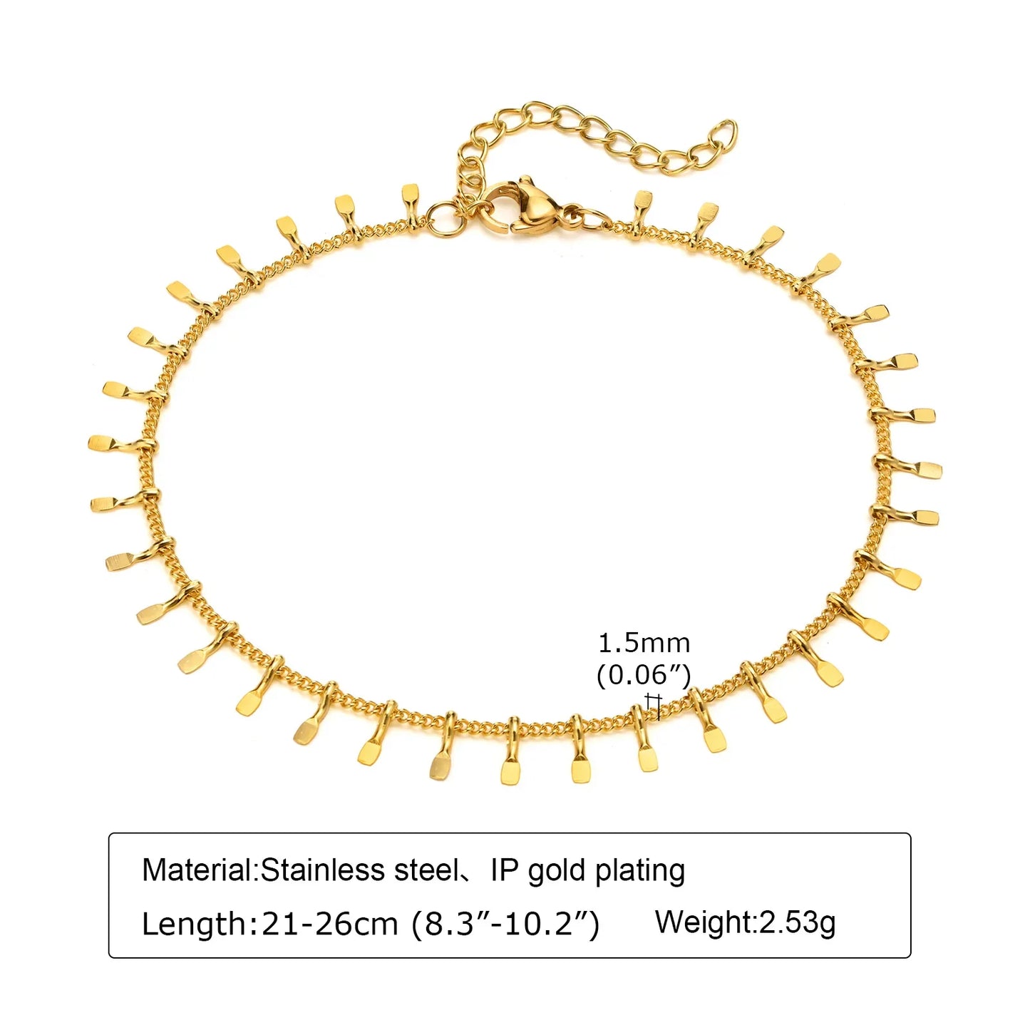 Anklet Bracelet on Legs Stainless Steel ,waterproof Adjustable Beach Beaded Ball Cuban Link Summer Boho Foot Jewelry for Women